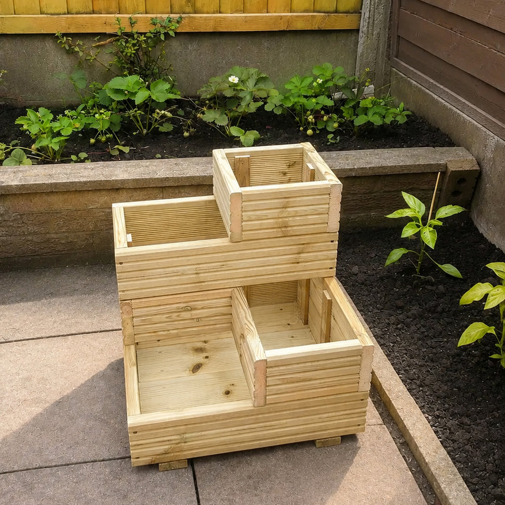 Wooden Corner Planter - Cascade Garden Stand | FRYDECO