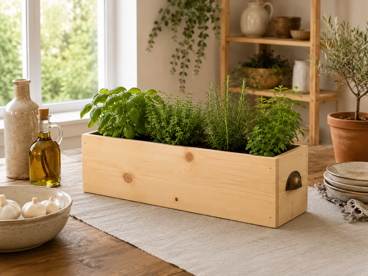 Rustic Wooden Storage Box | Herb Planter | Kitchen Organizer | Handmade Pine Box