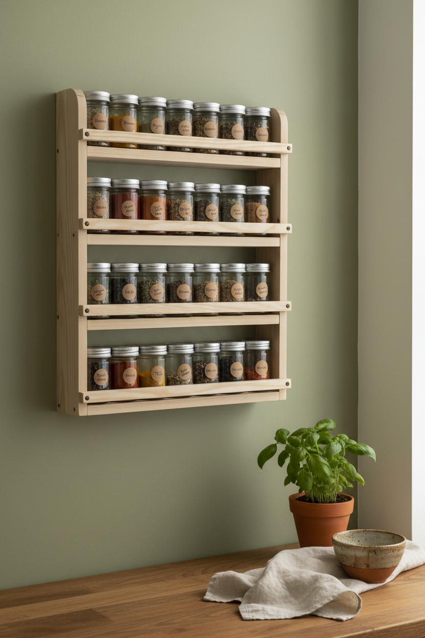 Wooden Spice Rack | Handmade Wall Mounted Shelf | FRYDECO