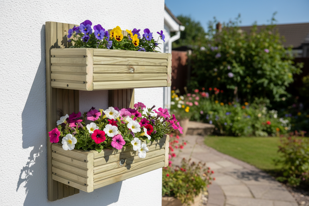 Vertical 2-Tier Wall Planter - Wooden Garden Planter | FRYDECO