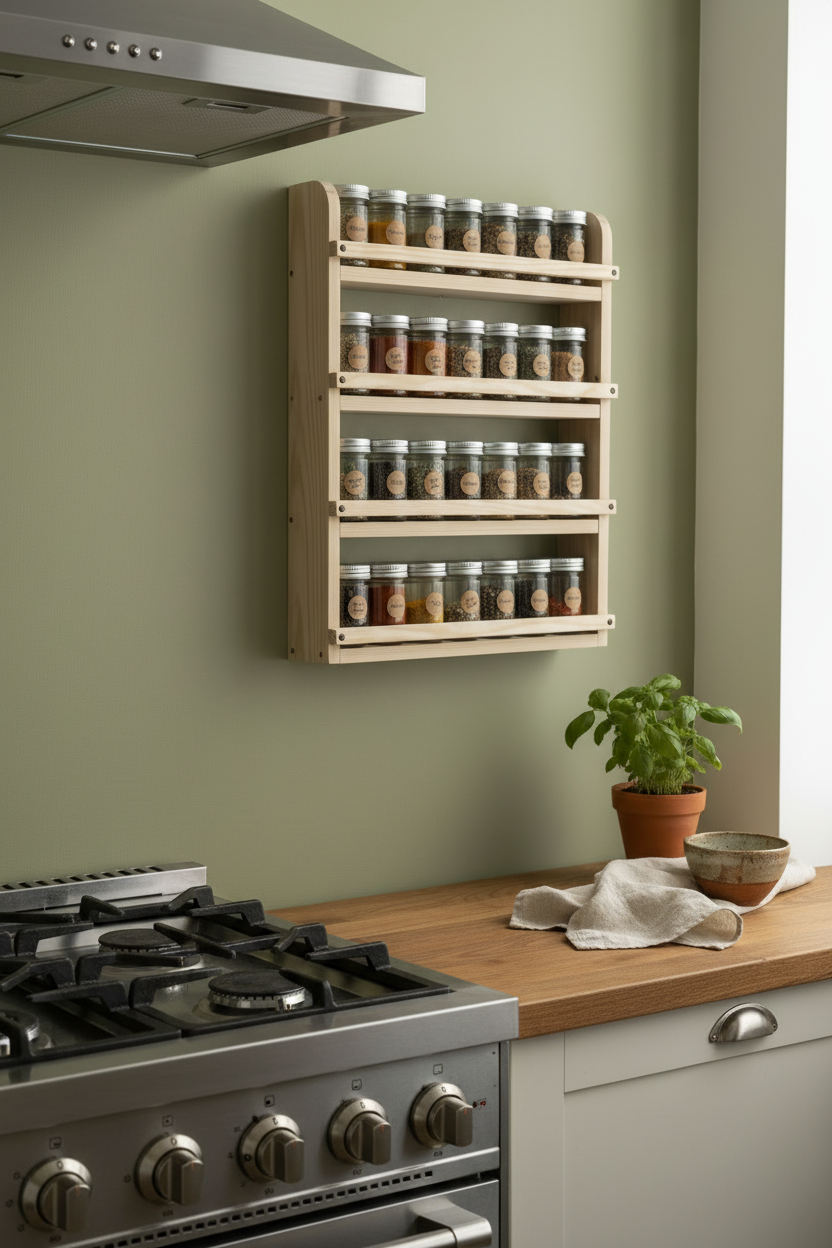 Wooden Spice Rack | Handmade Wall Mounted Shelf | FRYDECO