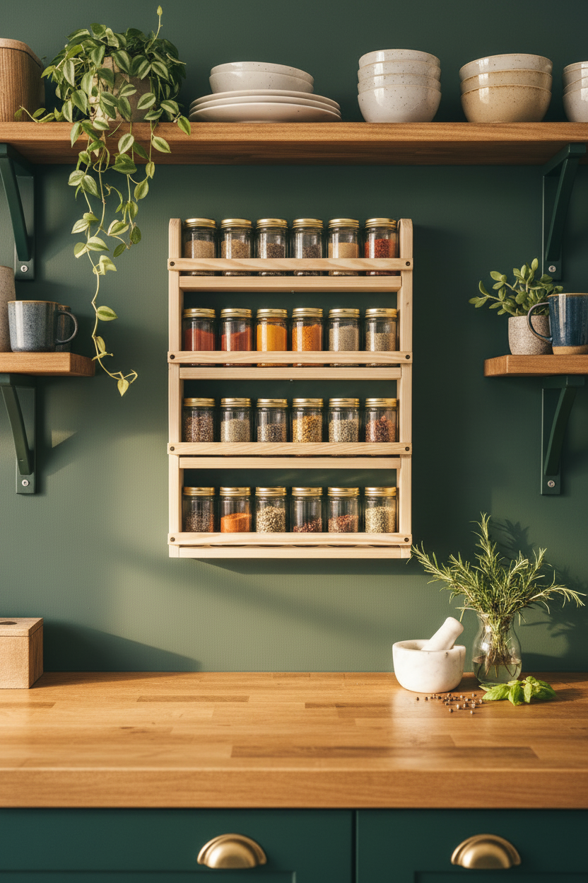 Wooden Spice Rack | Handmade Wall Mounted Shelf | FRYDECO