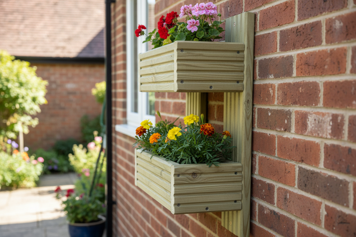 Vertical 2-Tier Wall Planter - Wooden Garden Planter | FRYDECO
