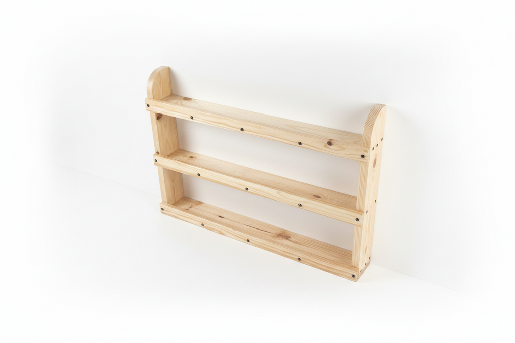 Freestanding Wooden Spice Rack | 3 Tier Pine Kitchen Organiser | FRYDECO