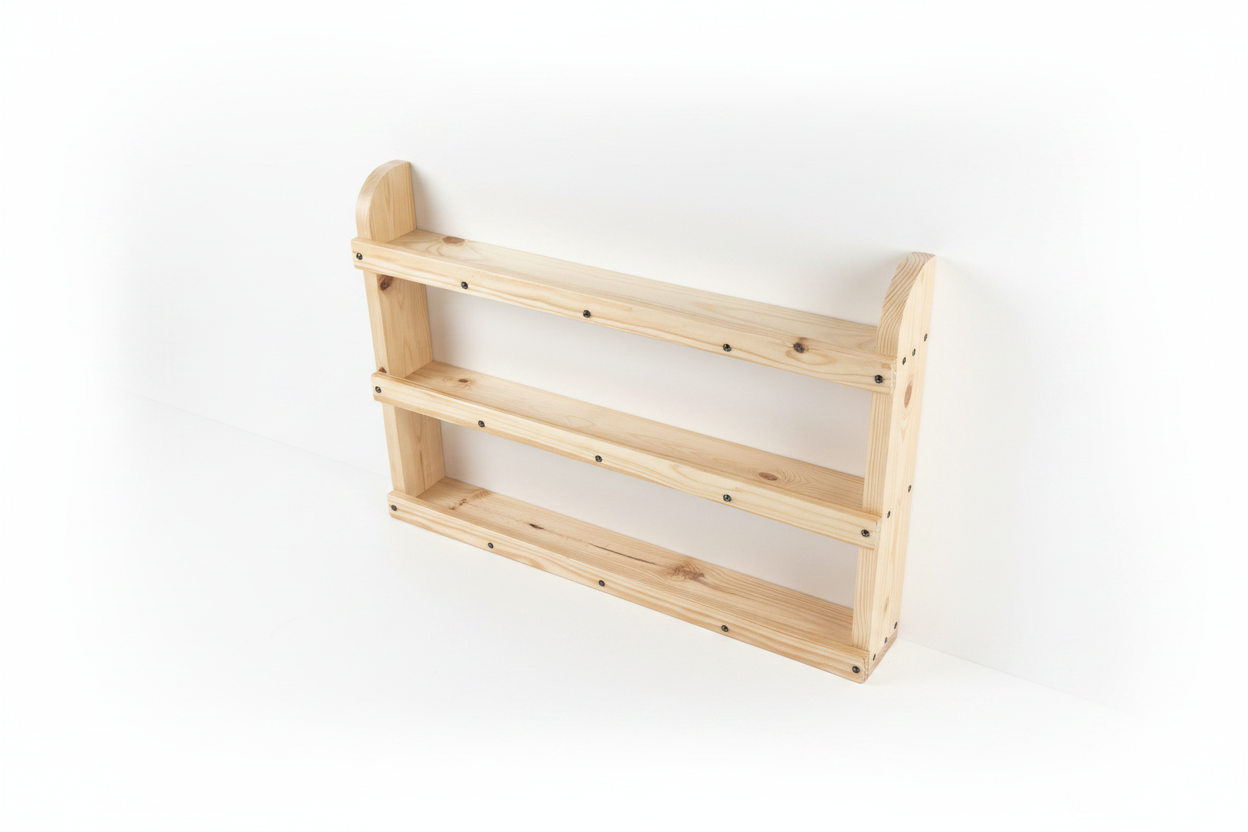 Freestanding Wooden Spice Rack | 3 Tier Pine Kitchen Organiser | FRYDECO