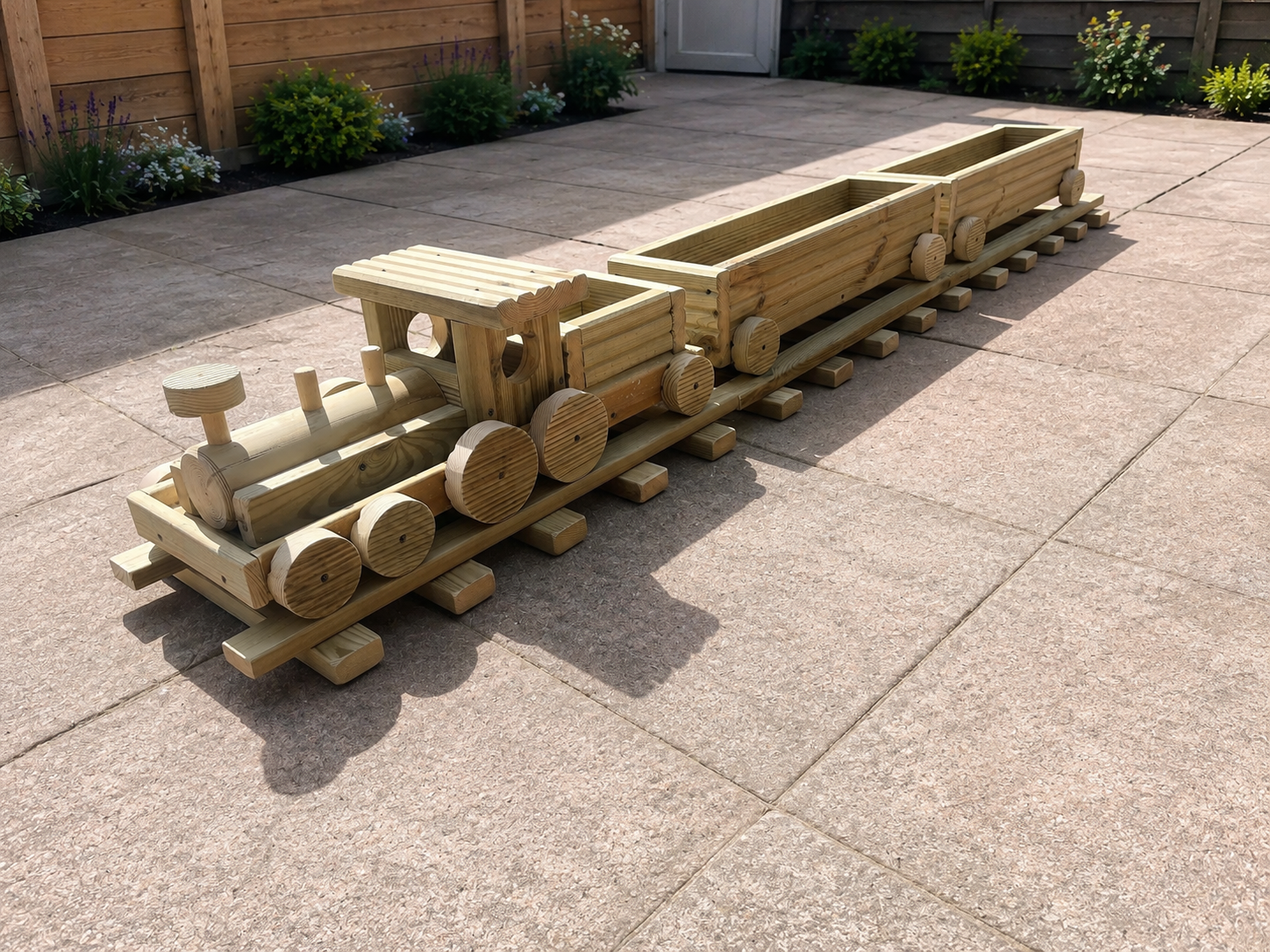Wooden Train Garden Planter with Tracks | Outdoor Flower Planter | FRYDECO