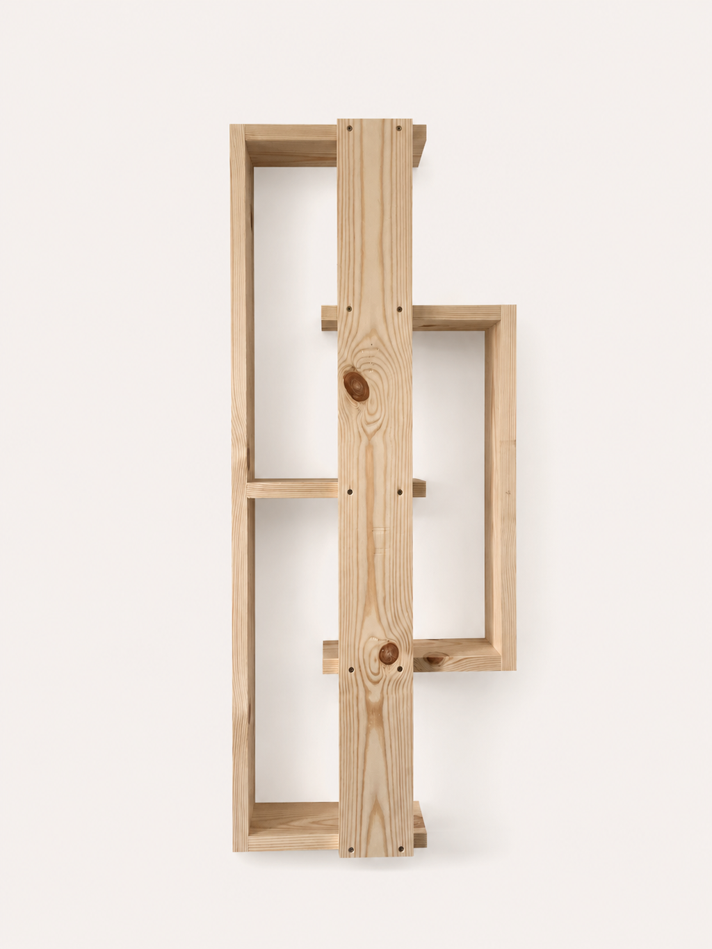 Geometric Pine Wall Shelf – Handmade Asymmetrical Display
