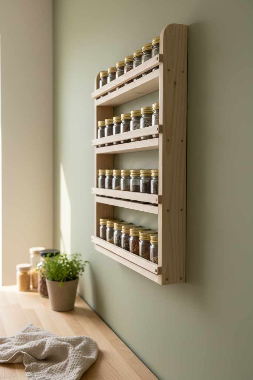 Wooden Spice Rack | Handmade Wall Mounted Shelf | FRYDECO