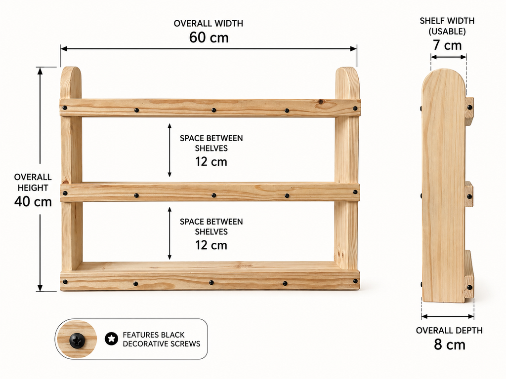 Freestanding Wooden Spice Rack | 3 Tier Pine Kitchen Organiser | FRYDECO