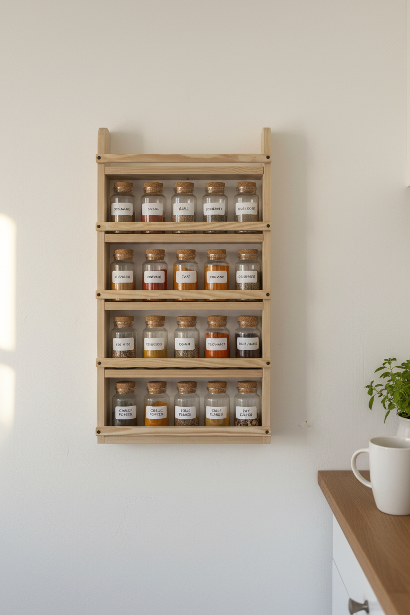 Wooden Spice Rack | Handmade Wall Mounted Shelf | FRYDECO