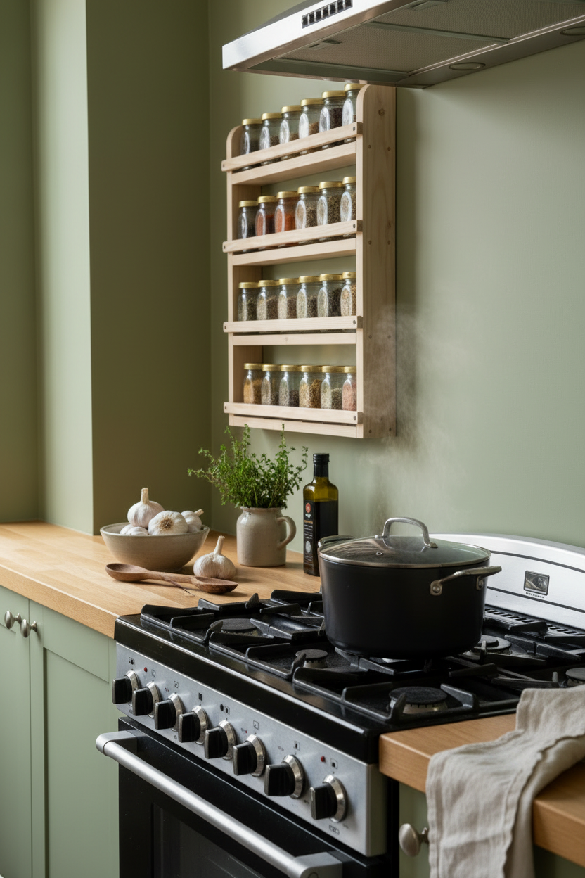 Wooden Spice Rack | Handmade Wall Mounted Shelf | FRYDECO