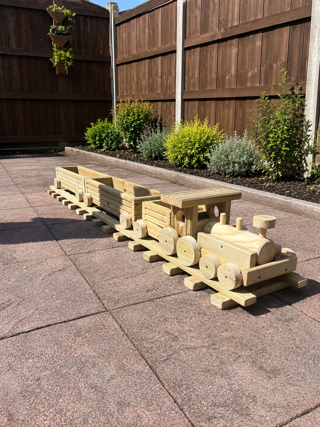 Wooden Train Garden Planter with Tracks | Outdoor Flower Planter | FRYDECO