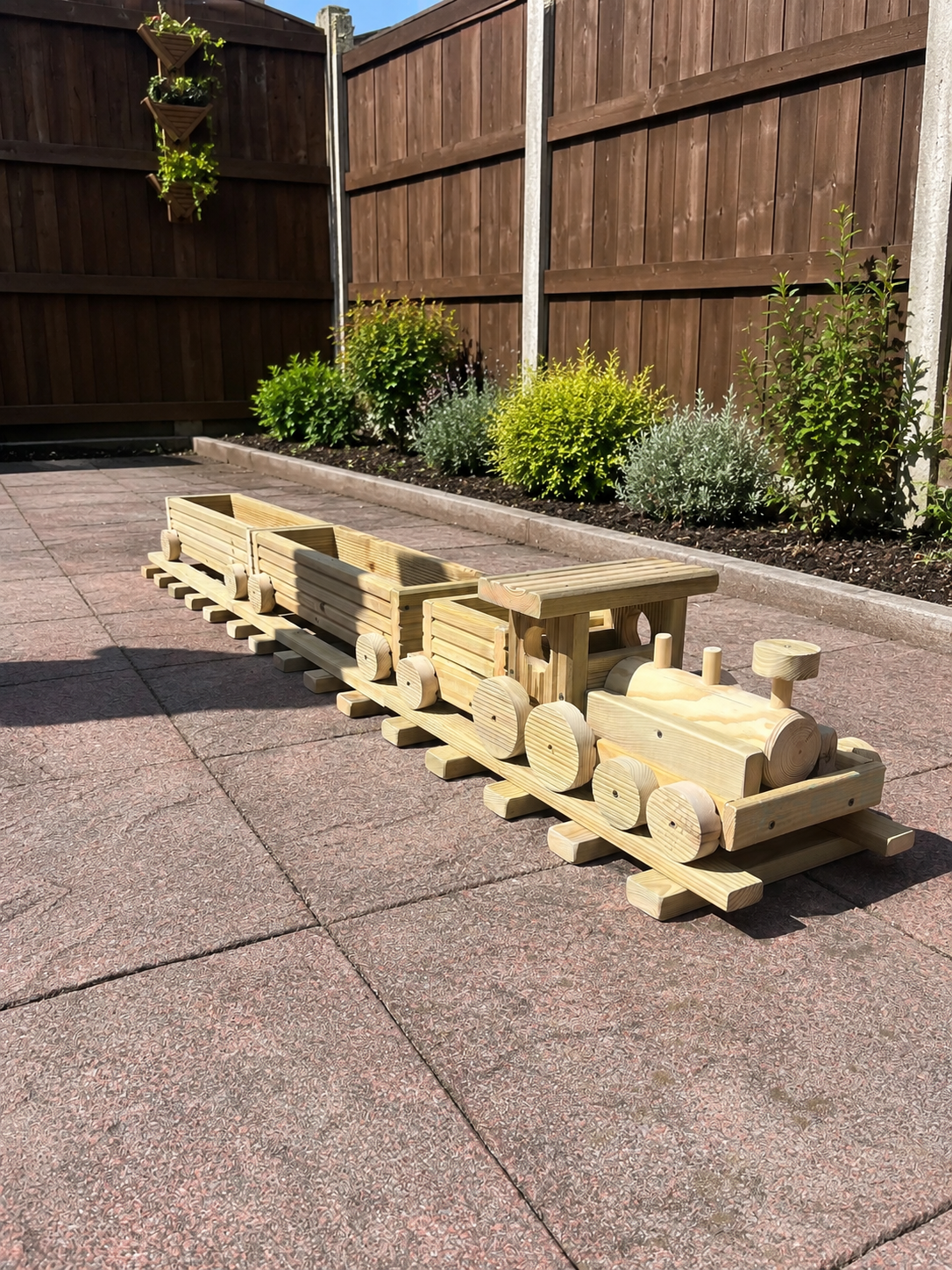 Wooden Train Garden Planter with Tracks | Outdoor Flower Planter | FRYDECO