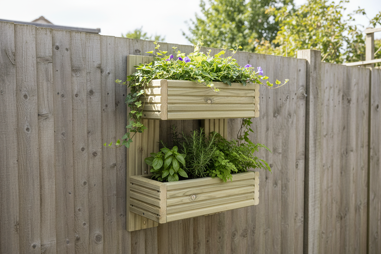 Vertical 2-Tier Wall Planter - Wooden Garden Planter | FRYDECO