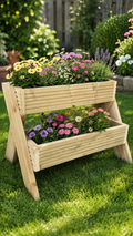 2-Tier Wooden Planter Stand - Garden Plant Display Stand | FRYDECO