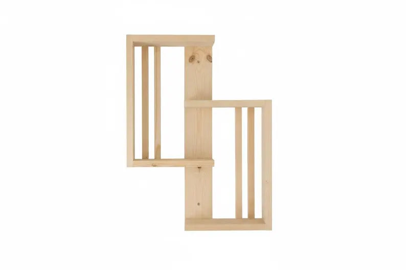 Geometric Solid Pine Shelf – Modern Scandinavian Floating Decor (Handmade)