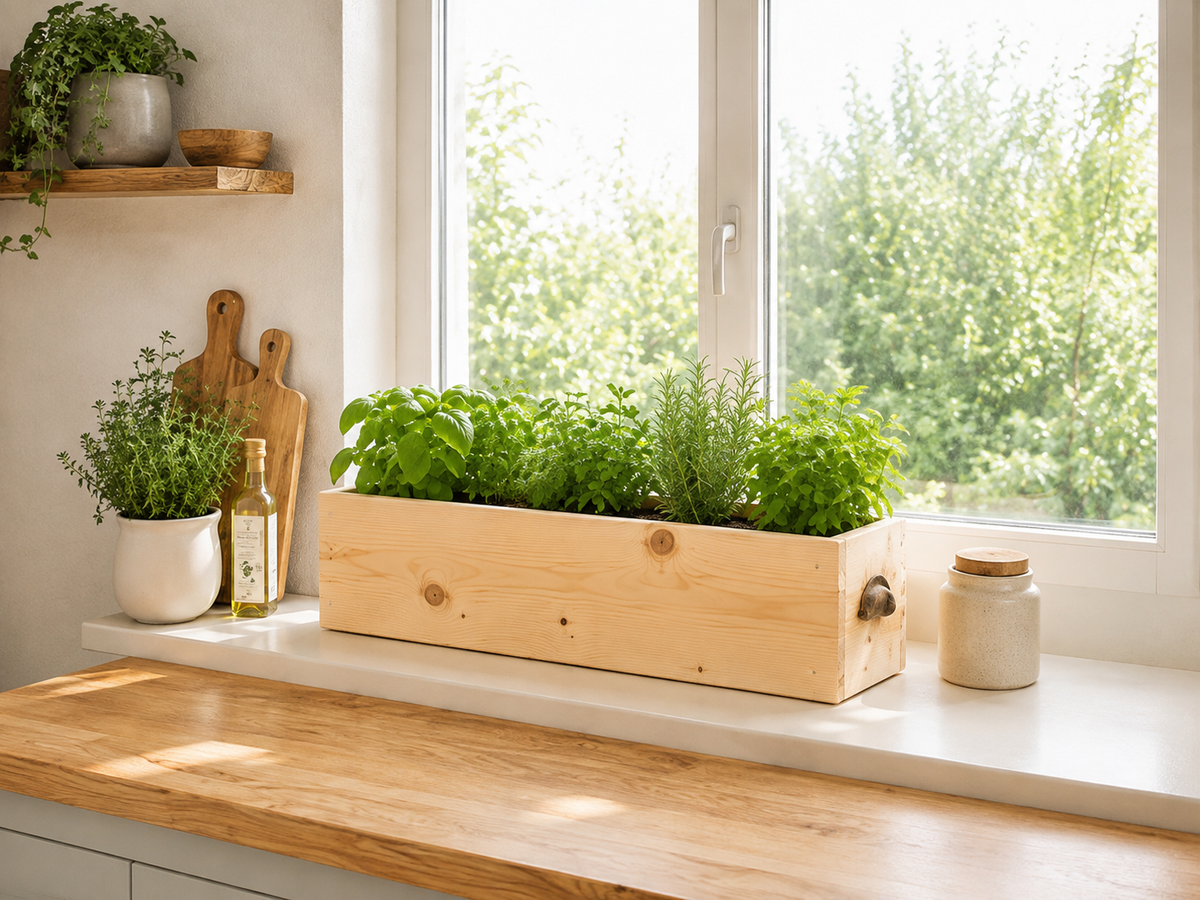 Rustic Wooden Storage Box | Herb Planter | Kitchen Organizer | Handmade Pine Box