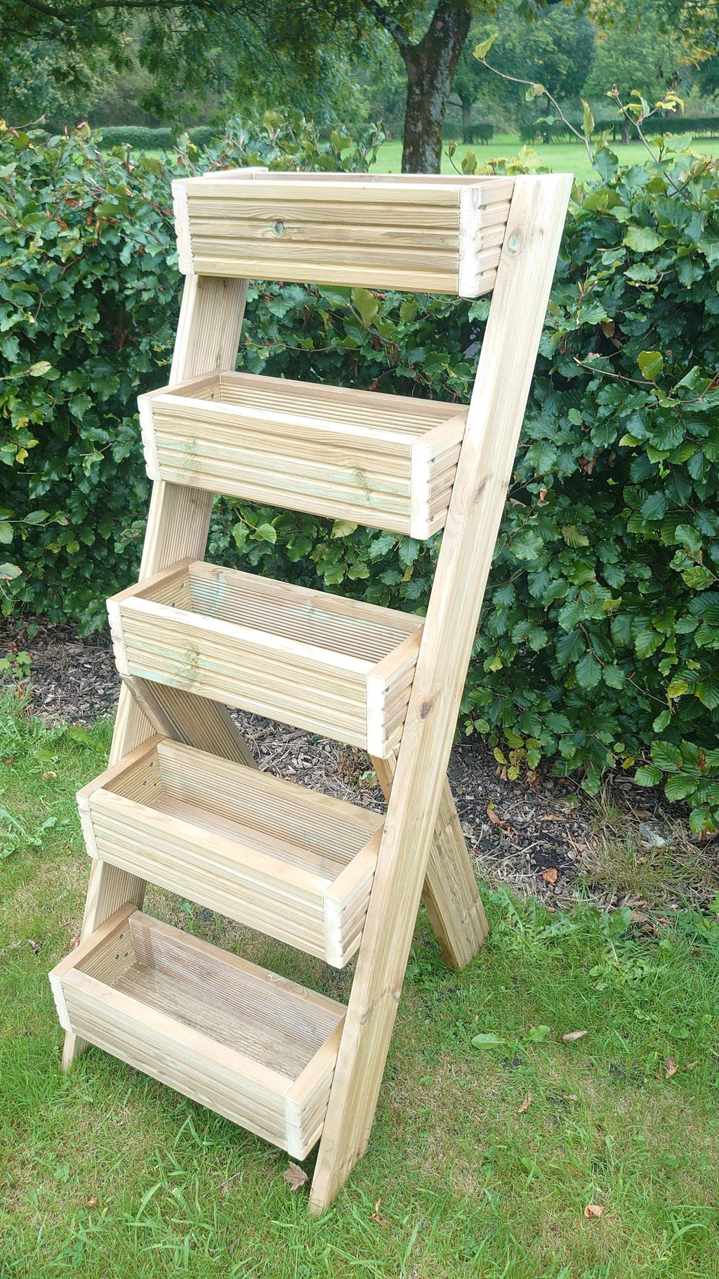 5-Tier Wooden Planter Stand - Garden Plant Display Stand | FRYDECO