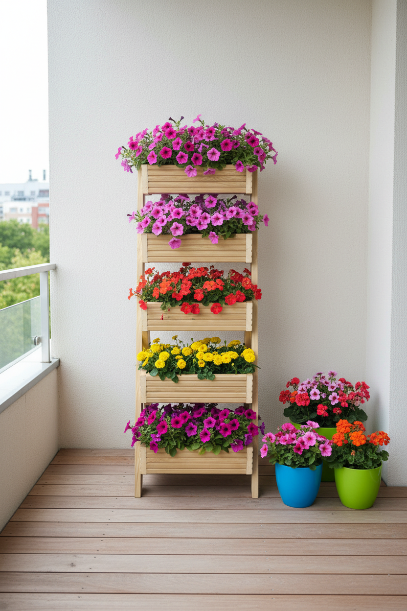 5-Tier Planter - Balcony with Colorful Flowers
