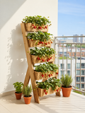 5-Tier Wooden Planter Stand - Garden Plant Display Stand | FRYDECO