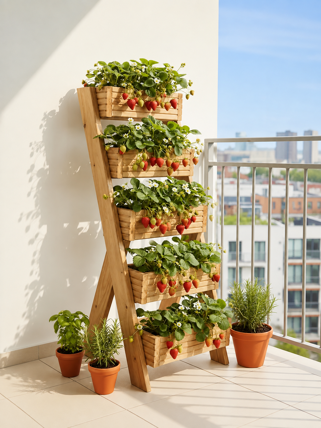 5-Tier Wooden Planter Stand - Garden Plant Display Stand | FRYDECO