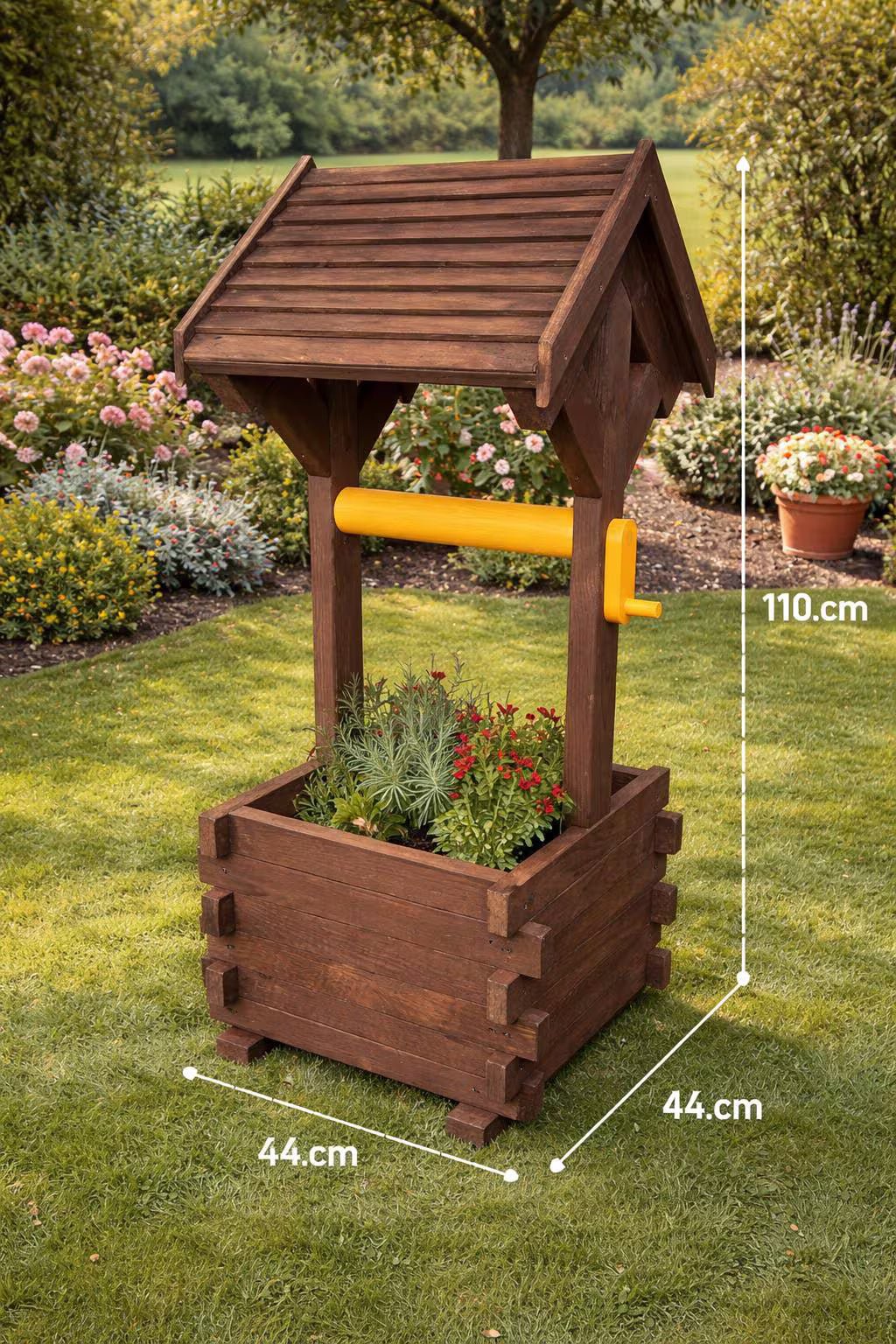 Wooden Wishing Well Planter – Handcrafted Garden Feature