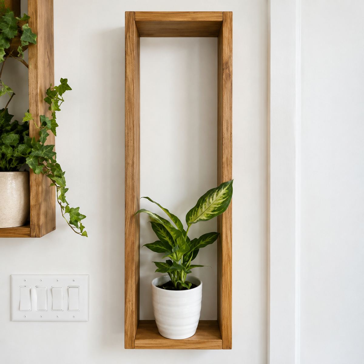 Long Vertical Wall Shelf Set of 2 - Rustic Wood Shelf | FRYDECO