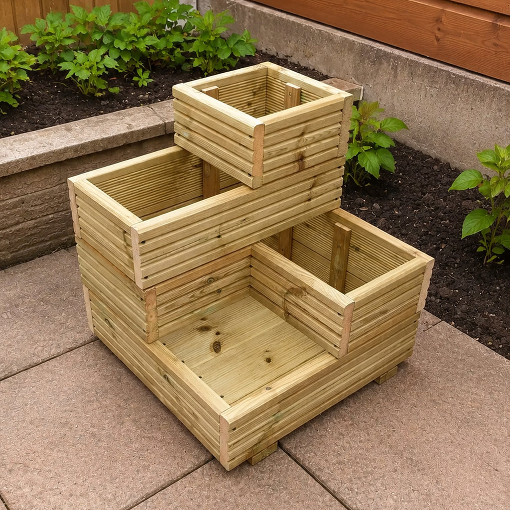 Wooden Corner Planter - Cascade Garden Stand | FRYDECO