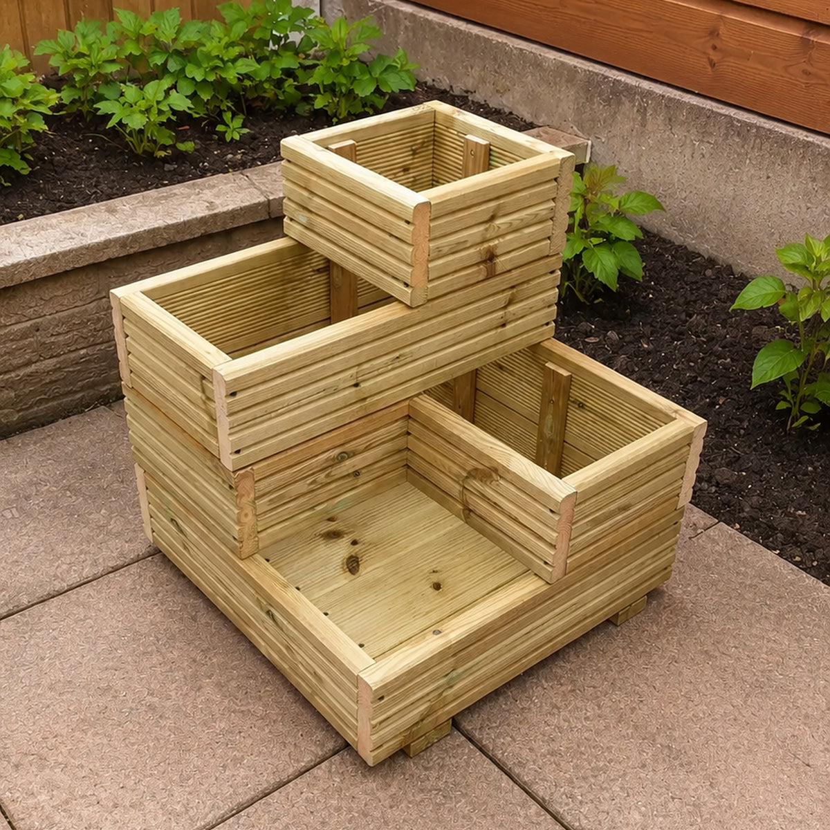 Wooden Corner Planter - Cascade Garden Stand | FRYDECO