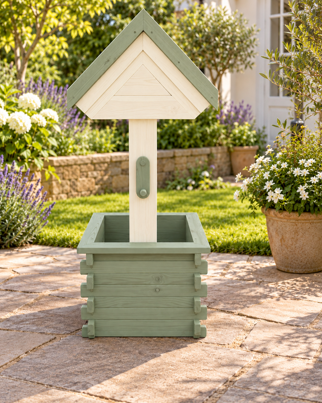 Meadow Wishing Well Garden Planter – Handmade Solid Pine