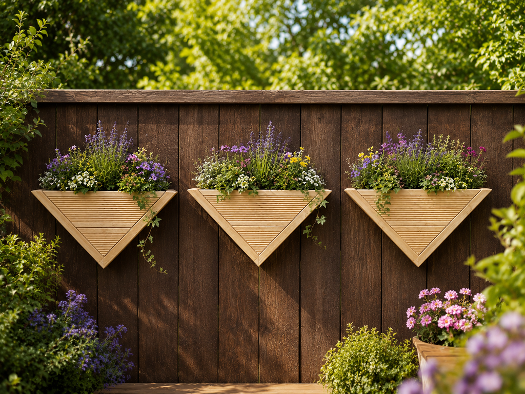 Wooden Triangle Wall Planter, Handcrafted UK Garden Flower Box, Vertical Herb Planter