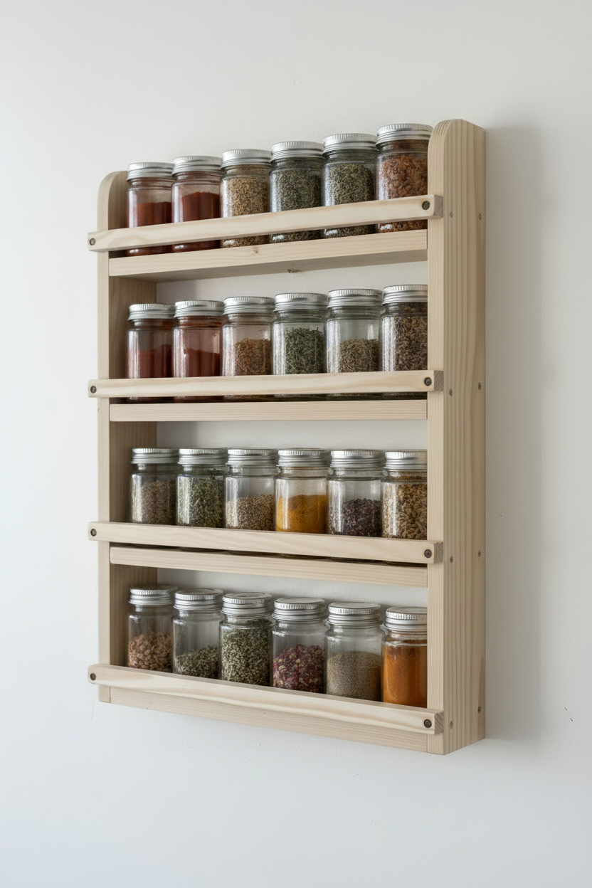 Wooden Spice Rack | Handmade Wall Mounted Shelf | FRYDECO