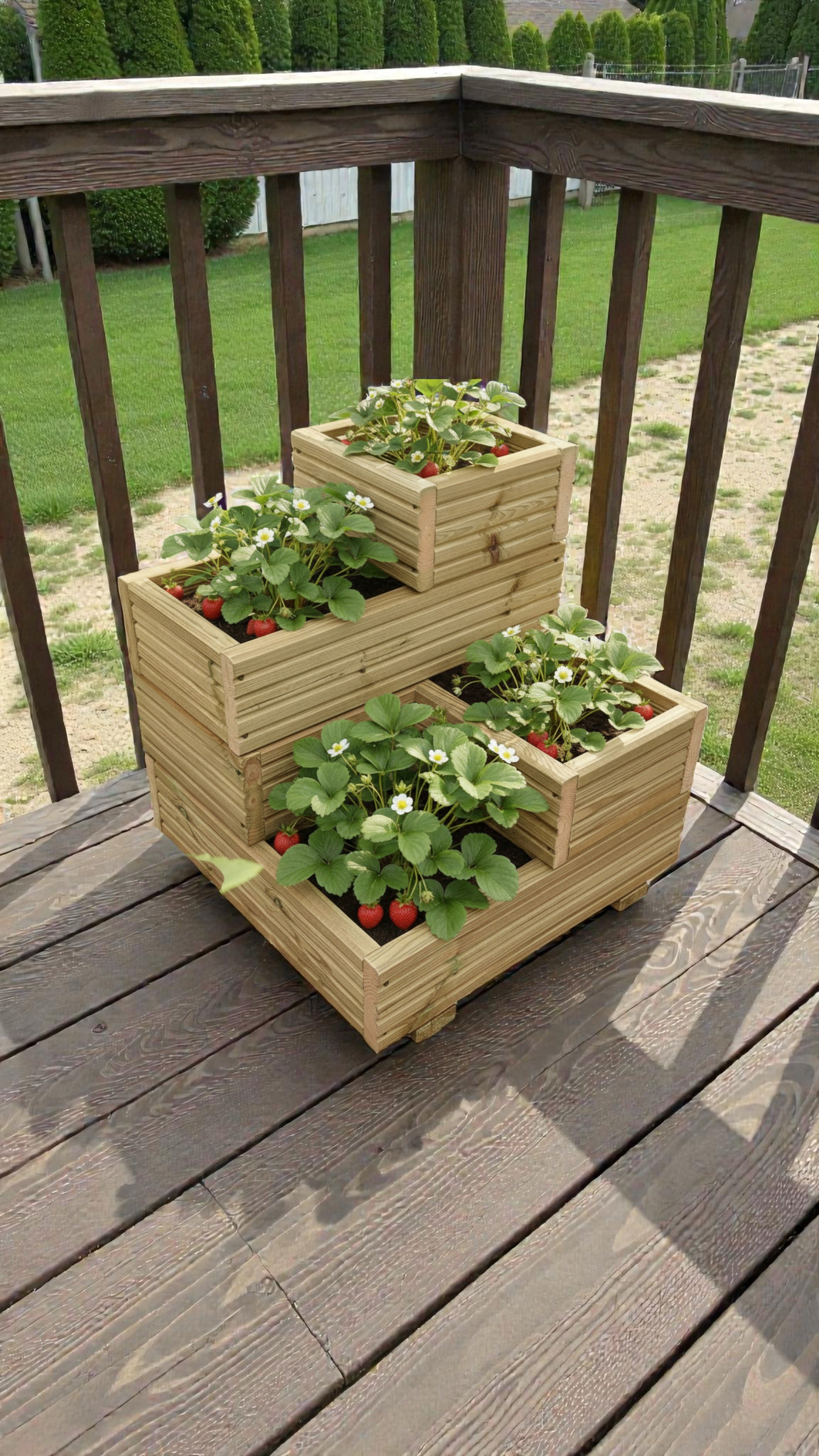 Wooden Corner Planter - Cascade Garden Stand | FRYDECO