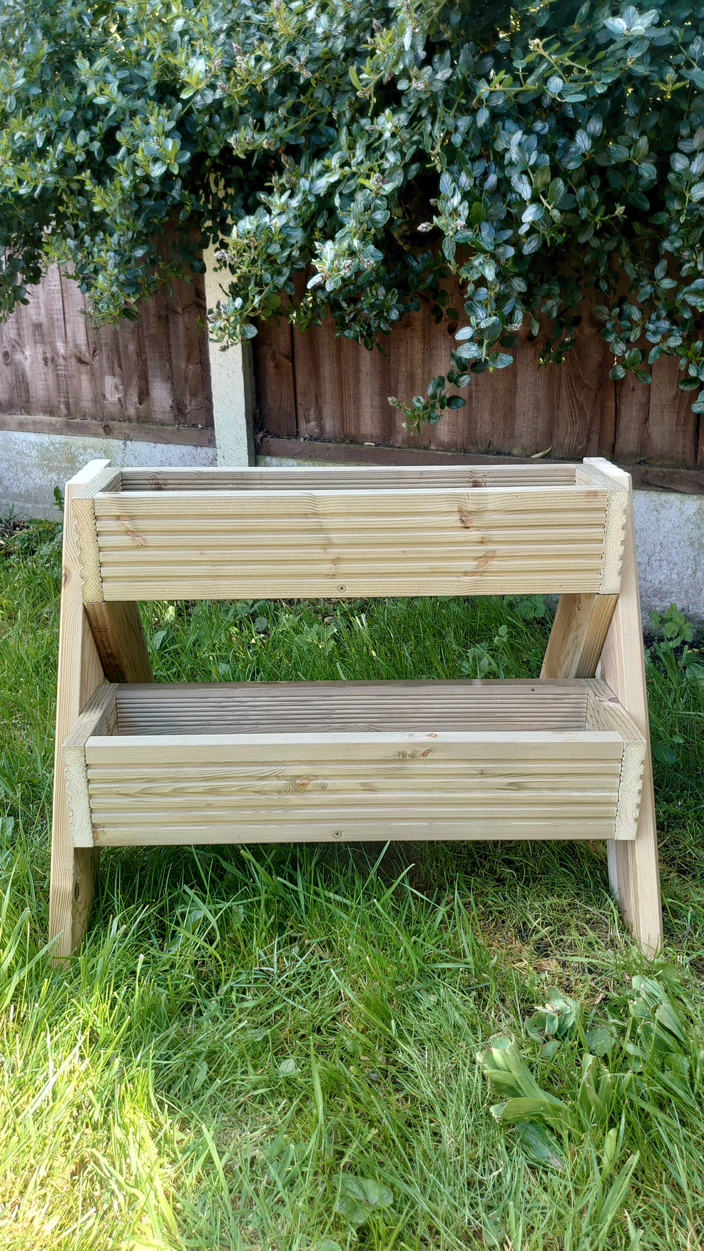 2-Tier Wooden Planter Stand - Garden Plant Display Stand | FRYDECO