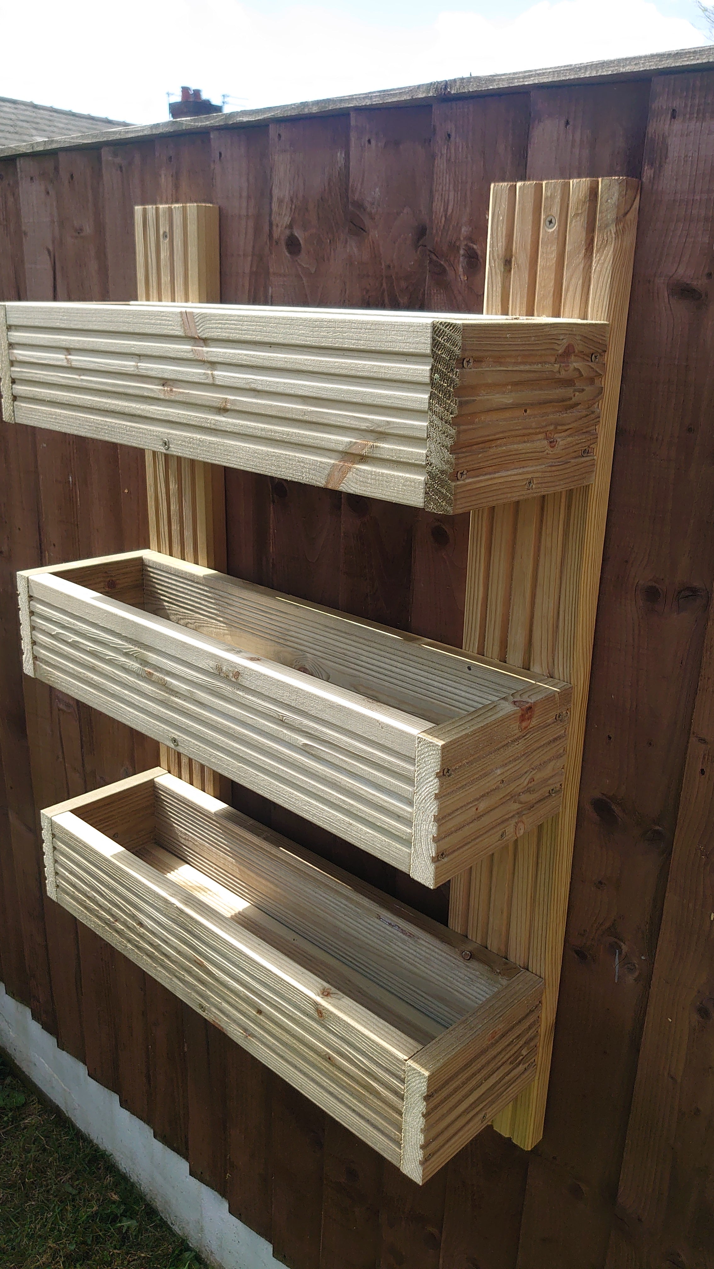 Vertical 3-Tier Wall Planter - Wooden Garden Planter | FRYDECO