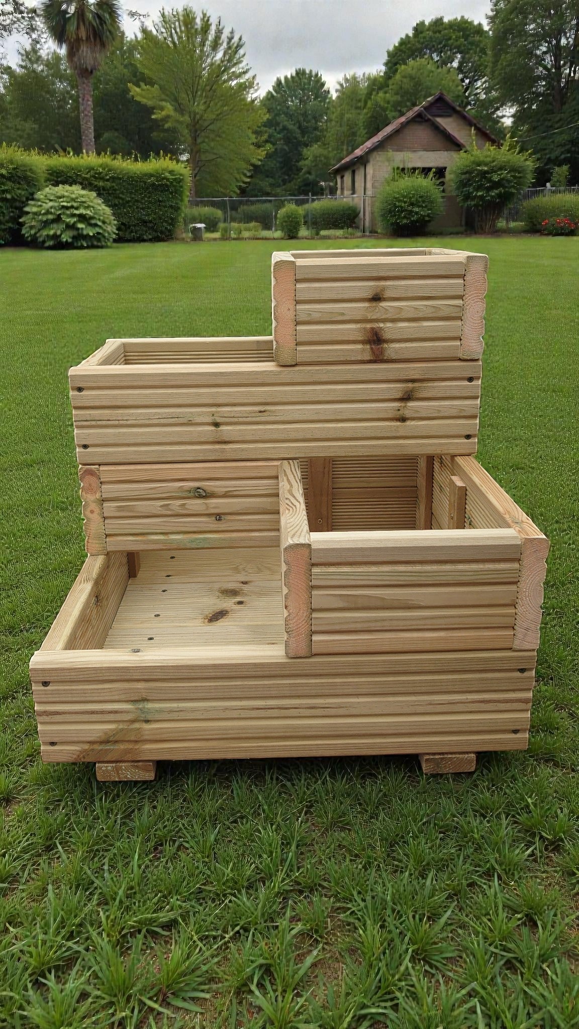 Wooden Corner Planter - Cascade Garden Stand | FRYDECO