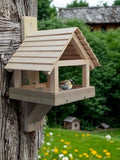 Wooden Bird Feeder with Pitched Roof - Handcrafted Bird House | FRYDECO