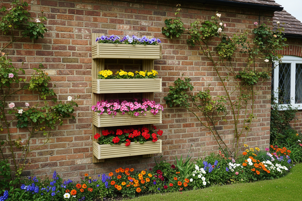 Vertical 4-Tier Wall Planter - Wooden Garden Planter | FRYDECO