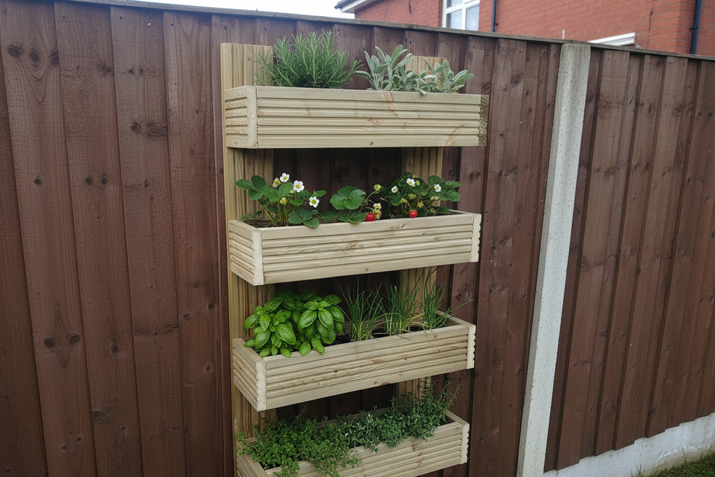 Vertical 4-Tier Wall Planter - Wooden Garden Planter | FRYDECO