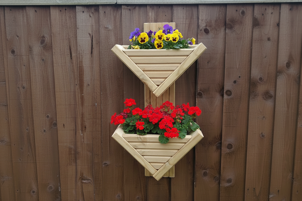 Diamond-Shaped Wall Planter 2 Tier - Geometric Garden Planter | FRYDECO