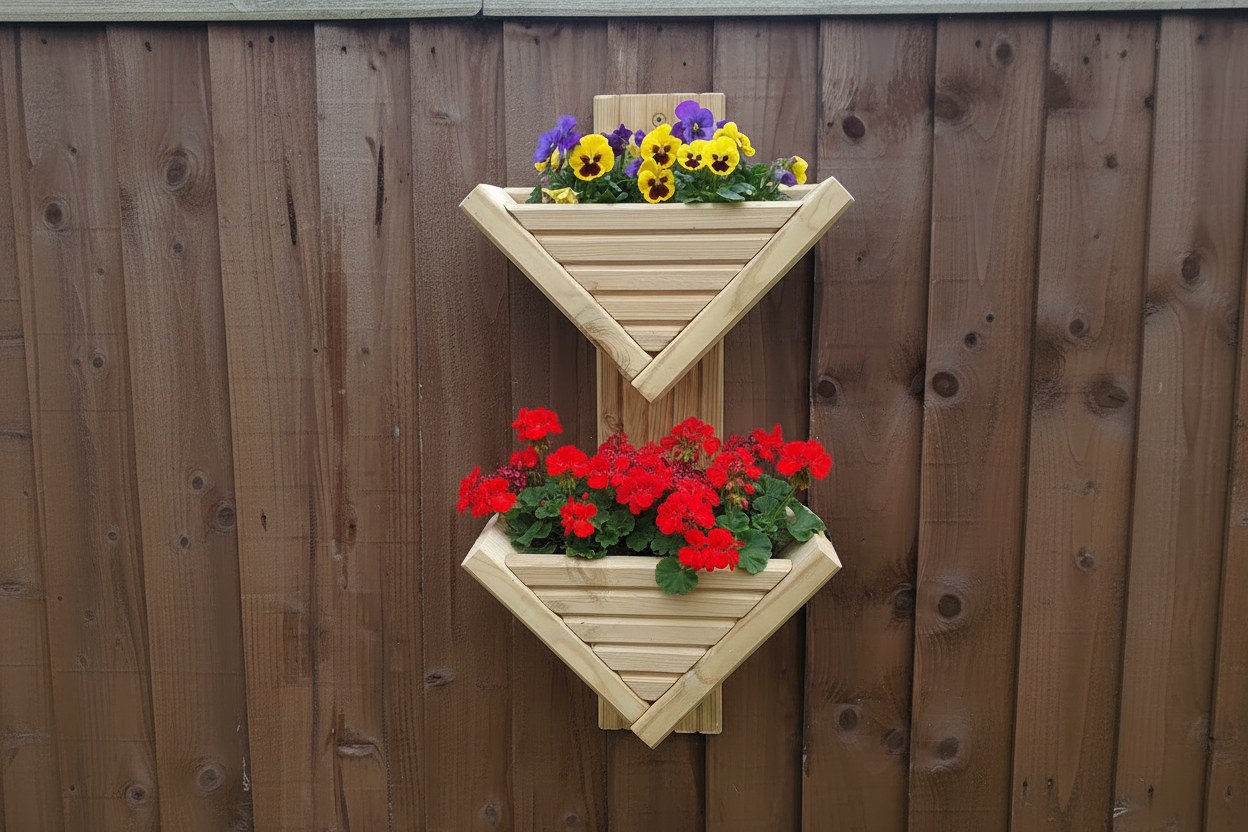 Diamond-Shaped Wall Planter 2 Tier - Geometric Garden Planter | FRYDECO