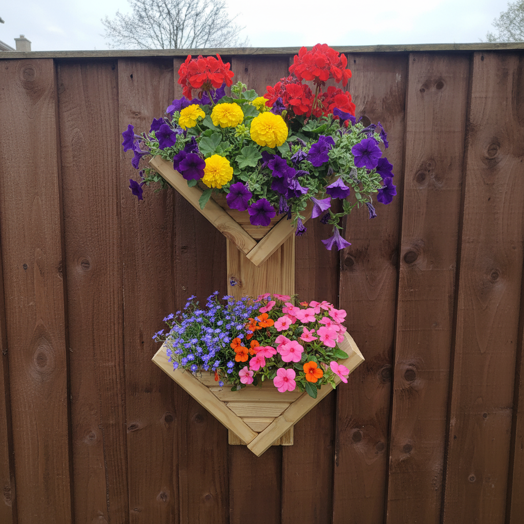 Diamond-Shaped Wall Planter 2 Tier - Geometric Garden Planter | FRYDECO