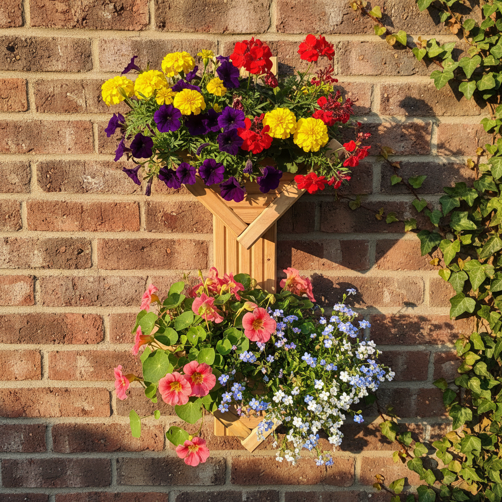 Diamond-Shaped Wall Planter 2 Tier - Geometric Garden Planter | FRYDECO