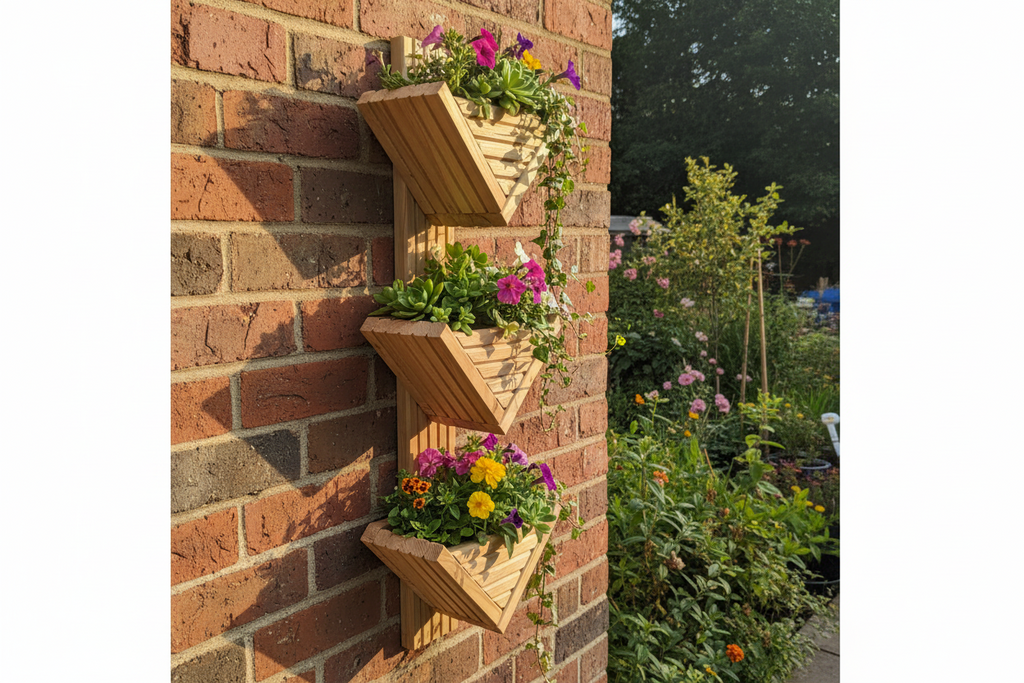 Diamond-Shaped Wall Planter 3 Tier - Geometric Garden Planter | FRYDECO