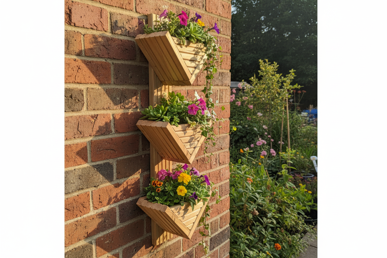 Diamond-Shaped Wall Planter 3 Tier - Geometric Garden Planter | FRYDECO