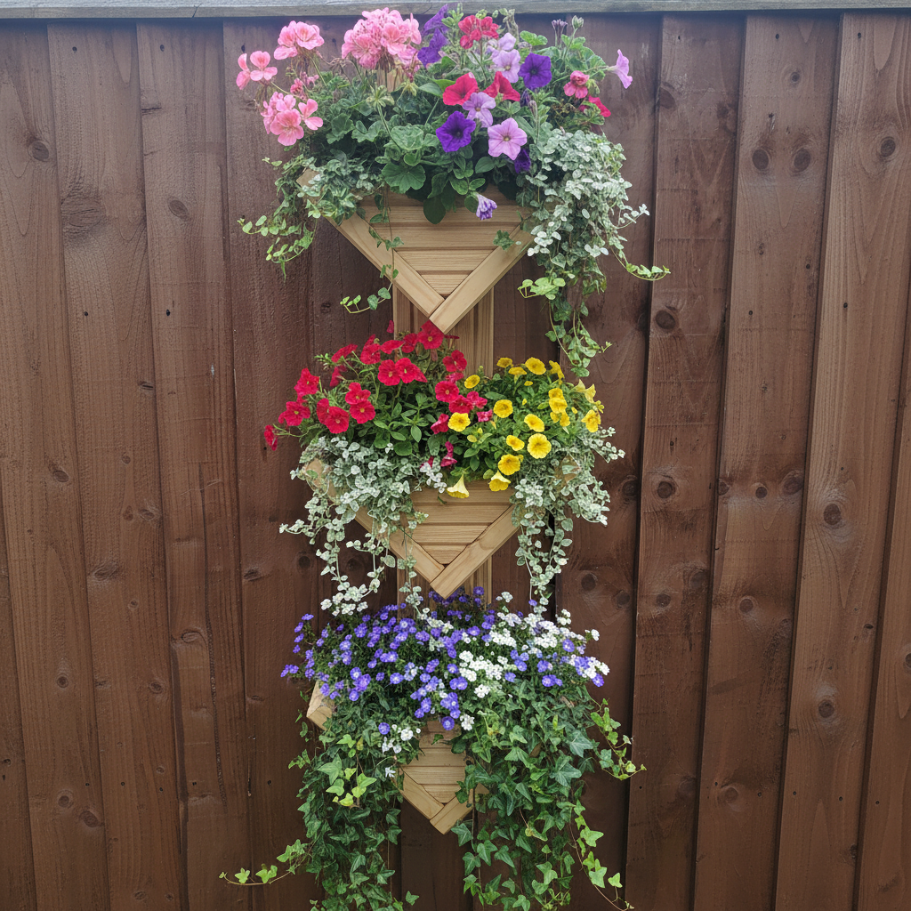 Diamond-Shaped Wall Planter 3 Tier - Geometric Garden Planter | FRYDECO