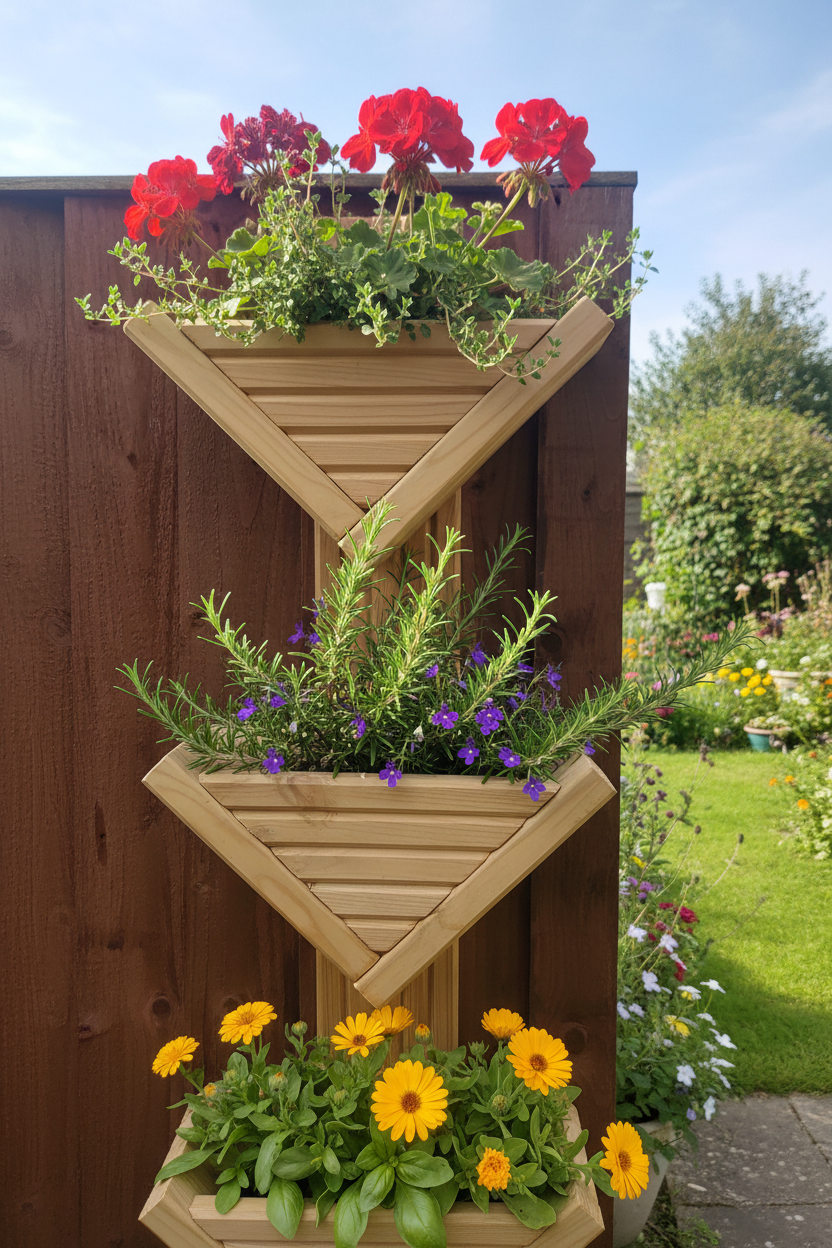 Diamond-Shaped Wall Planter 3 Tier - Geometric Garden Planter | FRYDECO