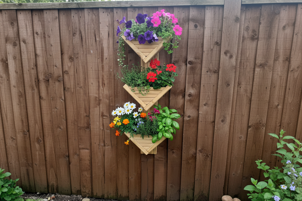 Diamond-Shaped Wall Planter 3 Tier - Geometric Garden Planter | FRYDECO