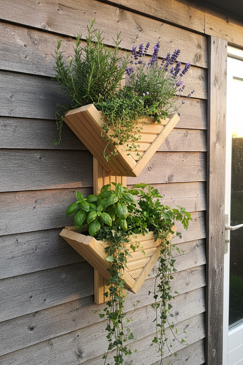 Diamond-Shaped Wall Planter 2 Tier - Geometric Garden Planter | FRYDECO