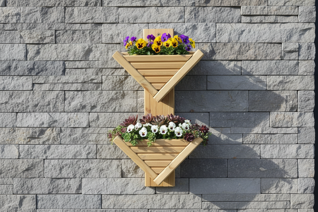 Diamond-Shaped Wall Planter 2 Tier - Geometric Garden Planter | FRYDECO